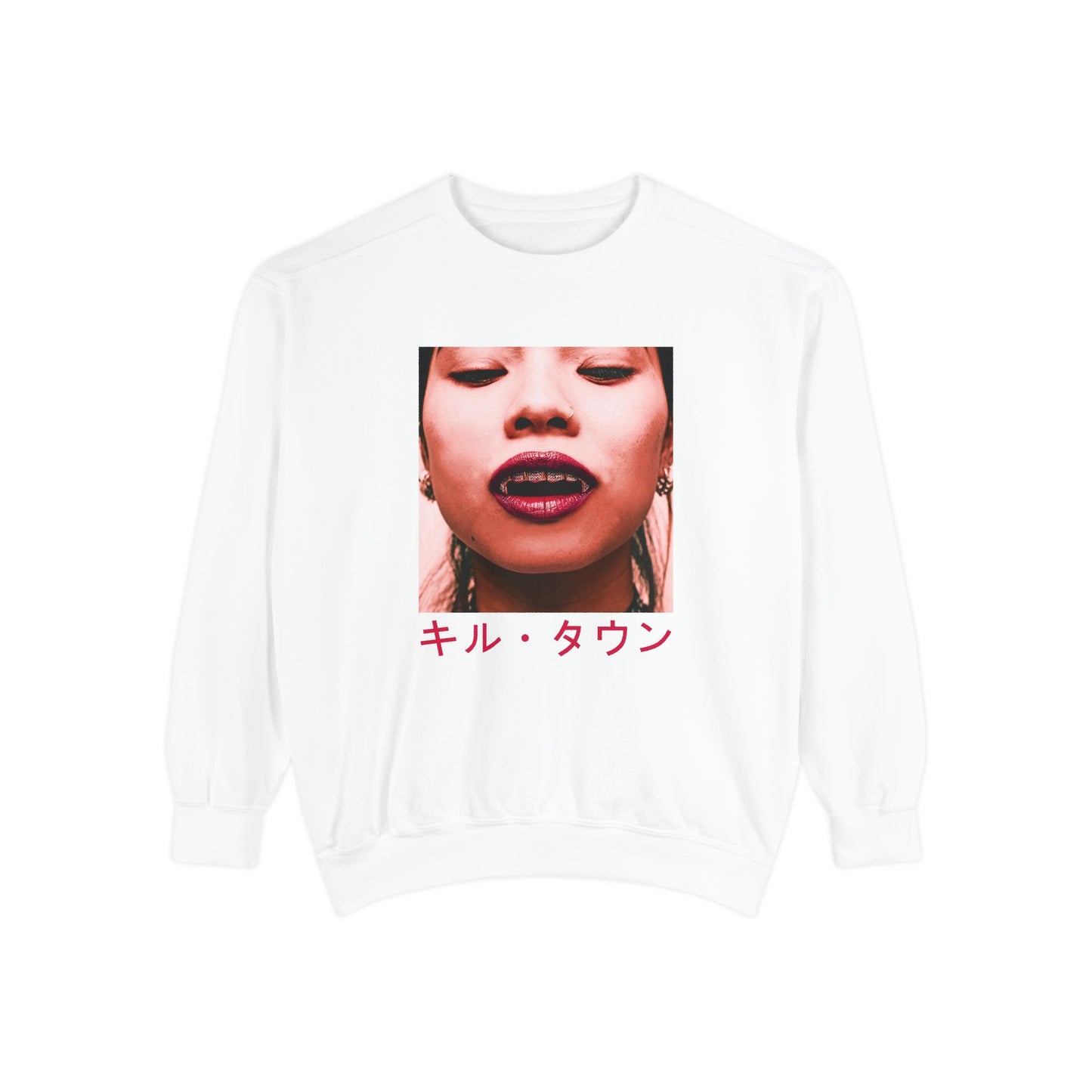 Sweatshirt — KILLTOWN Graphic Face Crewneck with Japanese Text