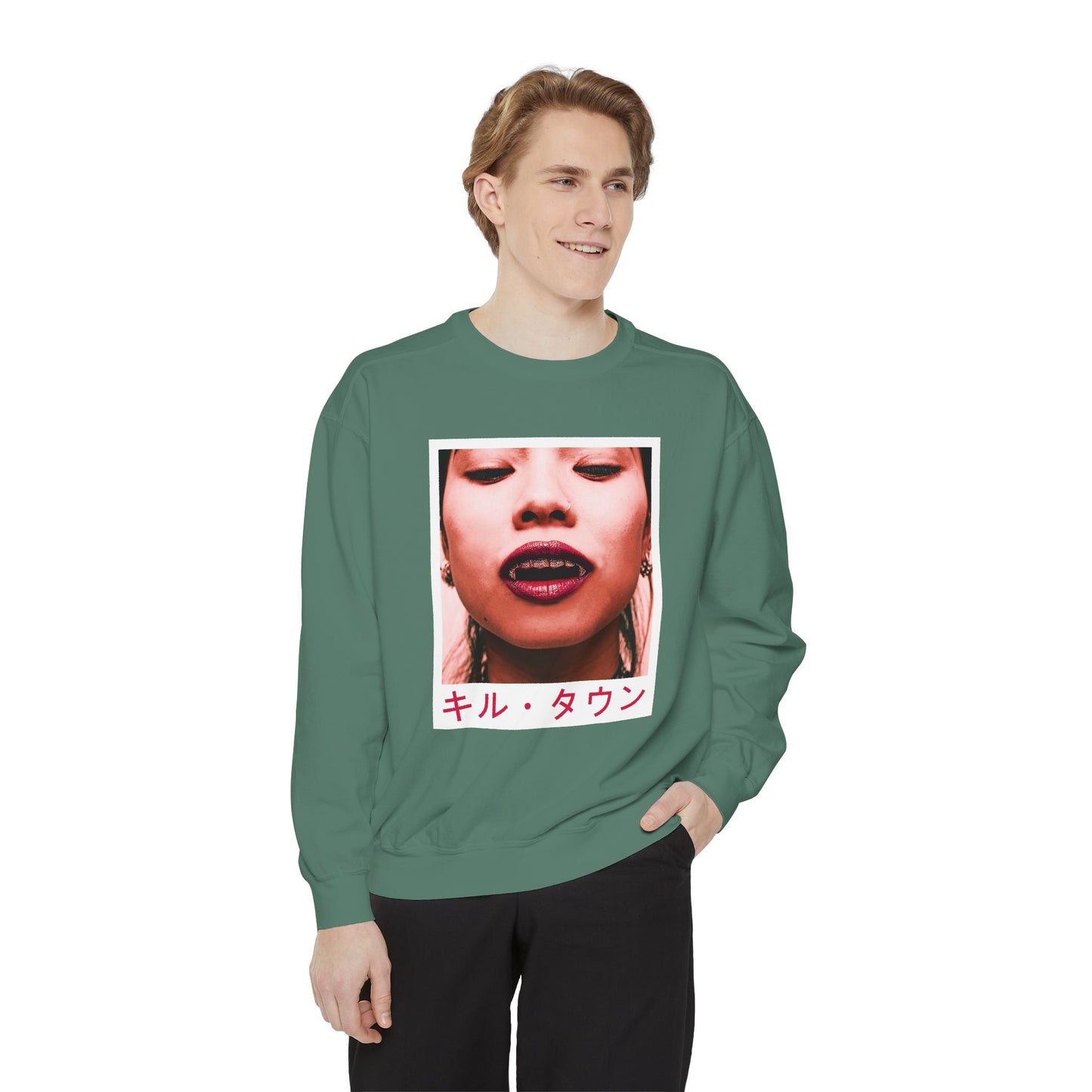 Sweatshirt — KILLTOWN Graphic Face Crewneck with Japanese Text