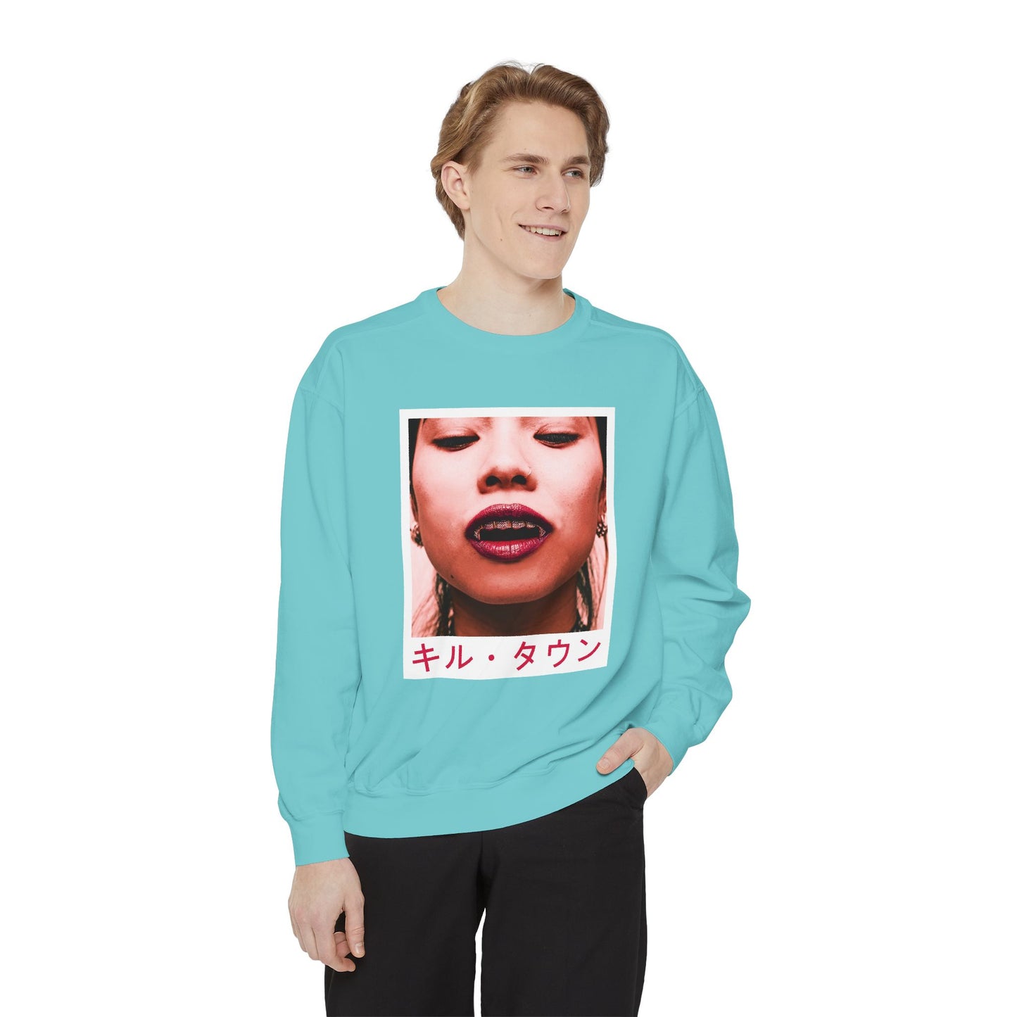 Sweatshirt — KILLTOWN Graphic Face Crewneck with Japanese Text
