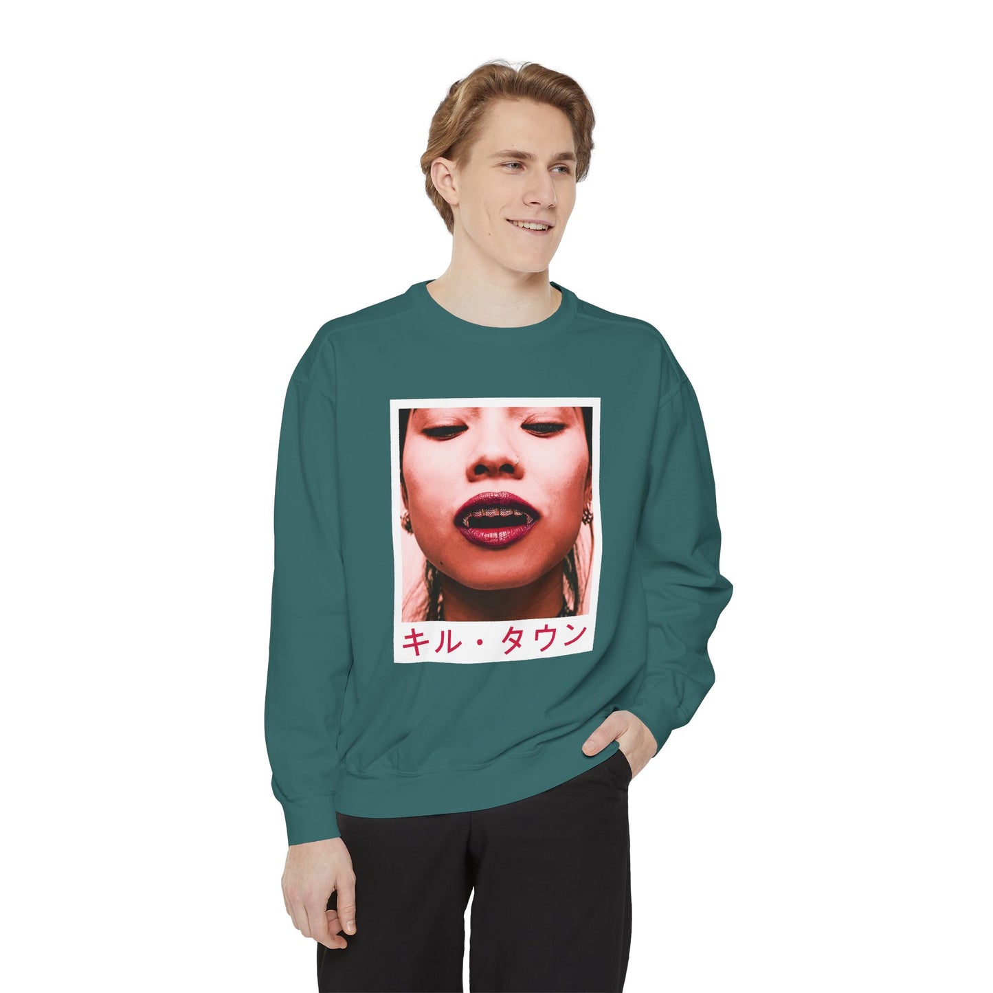 Sweatshirt — KILLTOWN Graphic Face Crewneck with Japanese Text